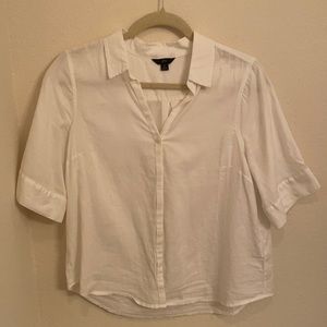 White button down JCrew tee. Size S.